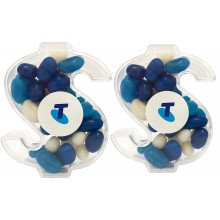 ACRYLIC DOLLAR FILLED WITH MINI JELLY BEANS 40G (Mixed Colours or Corporate Colours)